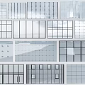 Different Glass Partition Design Patterns With Grid And Panel Layouts For Interiors 3d model