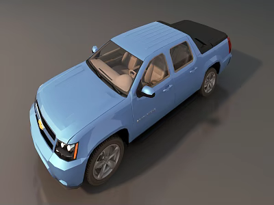 Blue Chevrolet Four Door Pickup Truck With Black Roof And Bed Cover 3d model