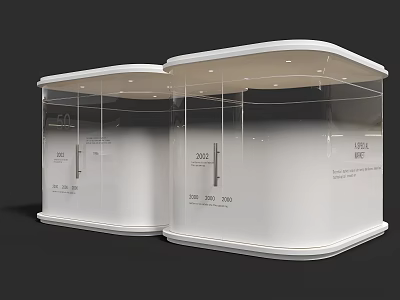 White Display Cabinets With Glass Doors Curved Design Top Lighting For Merchandise 3d model