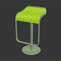Stylish Modern Bar Stool With Curved Green Cushion And Silver Metal Frame