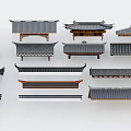 Traditional Chinese Architectural Components Various Roof Styles With Tile Structures And Eaves Designs