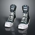 Stylish High Top Canvas Shoes With White Laces White Soles And Logo Label On Tongue