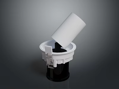 Modern White Furniture Trash Can With Tilted Lid And Black Base 3d model
