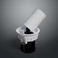 Modern White Furniture Trash Can With Tilted Lid And Black Base