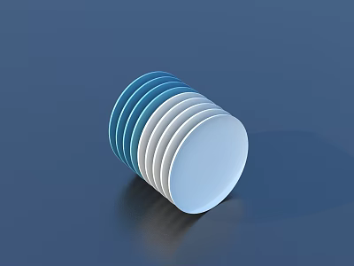 Blue And White Dinnerware Set With Stacked Shiny Plates Neatly Arranged 3d model