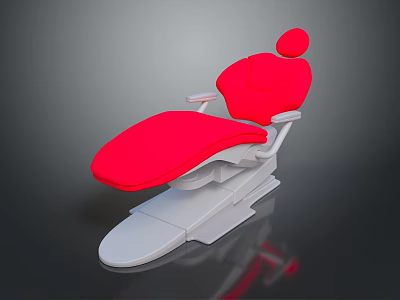 Red Upholstered Dental Chair With White Base And Headrest For Clinic Use 3d model
