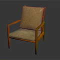 Comfortable Modern Leisure Chair With Wooden Frame Beige Cushion And Armrests Design