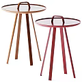 Modern Black And Golden Side Tables With Round Top Three Legs And Handle 3d model