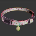 Pet Collar with Pink White Star Patterns and Bell for Animals