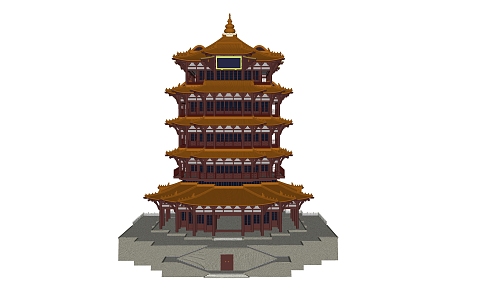 New Chinese Style Ancient Building Attic 3d model