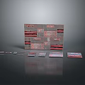 Red And Gray Modular Panels With Various Sizes And Structures Displayed 3d model