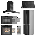 Modern Kitchen Appliances With Range Hood Induction Cooktop Oven And Black Refrigerator For Modern Kitchens