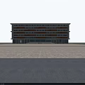 Modern Multi Story Office Building With Brown White Facade Large Windows And Entrance Steps