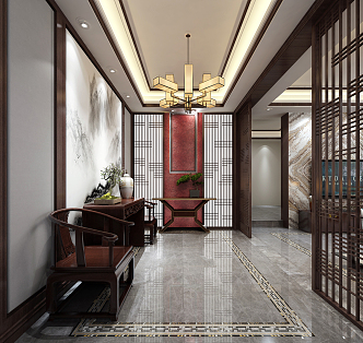 New Chinese Entrance Hall 3d model