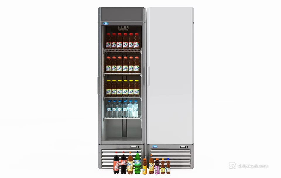 Commercial Glass Door Refrigerator Freezer with Display Shelves for Bottled Beverages 3d model 