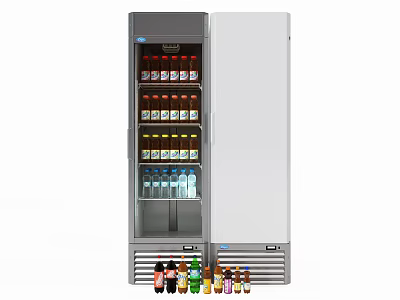 Commercial Glass Door Refrigerator Freezer with Display Shelves for Bottled Beverages 3d model