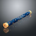 Luxurious Blue Decorative Rod Featuring Gold Stars And Golden End Caps