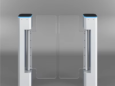 Commercial Security Equipment Gate With Transparent Panels And Blue Top 3d model
