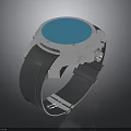 Luxury Modern Watch With Silver Metal Case Black Rubber Strap And Blue Dial