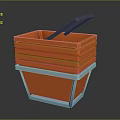 Orange Stacked Storage Baskets With Blue Frame And Black Handle For Home Use 3d model