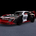 Audi Sporty Race Car With Black White Red Design And Aerodynamic Rear Wing