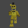 Yellow Cartoon Toy Character Wearing Colorful Top Hat And Bow Tie With Mechanical Features