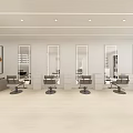 Modern White Beauty Hair Salon Interior With Reception Desk Salon Chairs And Mirrors