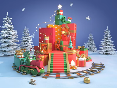 Christmas e-commerce scene Christmas device e-commerce e-commerce scene e-commerce gift box gift box 3d model