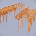 Outdoor Metal Pergola Structure With Open Lattice Frame And Support Columns 3d model