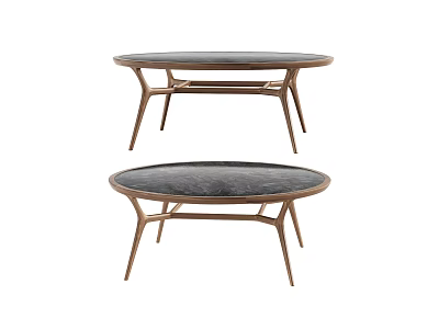 Modern Round Dining Tables With Marble Tops And Metal Frames Design 3d model
