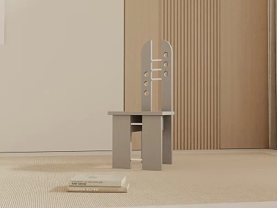 Modern Minimalist Bar Stool With Gray Metal Frame And Geometric Backrest Design 3d model