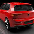 Red Volkswagen Compact Car With Sleek Design 3d model