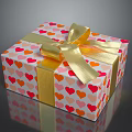 Decorative Gift Box With Colorful Heart Patterns And Golden Bow Wrapping Paper