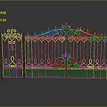 Exquisite Outdoor Iron Double Door Gate Furniture With Intricate Golden Ornaments And Black Frame