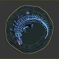 Game Movie Character Blue Icy Reptile With Open Mouth Red Interior On Stone Base