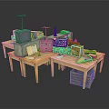 Vintage Wooden Table With Old Books Boxes And Small Equipment