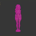 Golden Female Statue With Long Hair Standing On Polished Base Surface