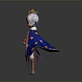 Cute Game And Movie Character With White Hair Golden Crown Blue Gold Cape Red Accents