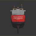 Red Ship With Long Hull White Structure Cockpit And Letters LADY PROJECT 3d model