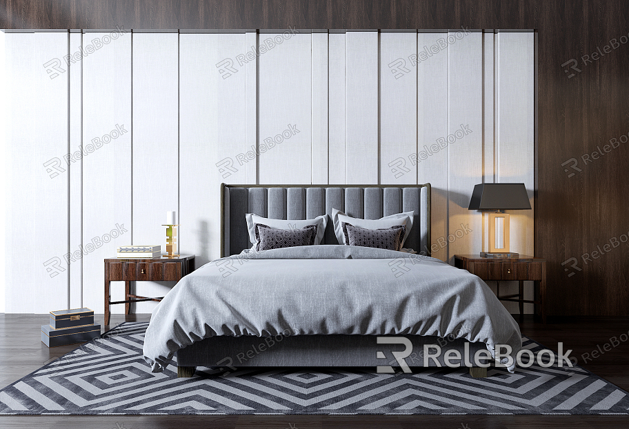 Modern Background Double Bed Superior Grey Double Bed model