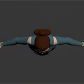 3D Female Character In Blue Outfit With Brown Belt And Brown Shoes Standing Pose