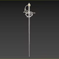 Medieval Decorative Sword 3D Model Featuring Ornate Golden Hilt Green Grip And Silver Blade