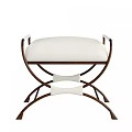 Modern Sofa Stool With Soft White Upholstered Seat And Solid Wooden Frame 3d model