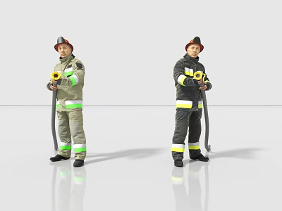 fireman firefighting fire safety officer 3d model