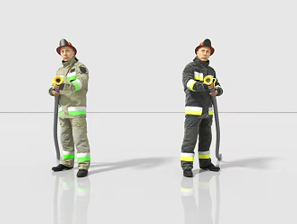 fireman firefighting fire safety officer 3d model