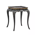 Elegant Side Table with Intricate Carved Curved Legs and Two Tone Top