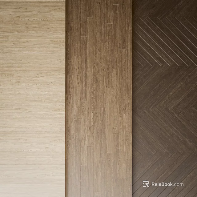 Three Different Wooden Flooring Styles Light Medium And Dark Brown With Herringbone Pattern 3d model 