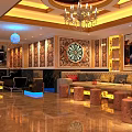 Luxurious KTV Interior Design With Chandelier Sofa Area TV Screens And Decorative Walls