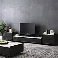 Modern TV Stand Featuring Flat Screen TV Side Cabinets And Decorative Items 3d model