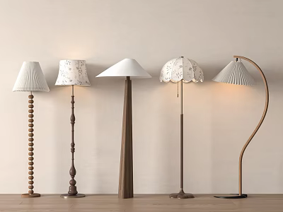 Different Styles Of Floor Lamps In Minimalist Setting 3d model